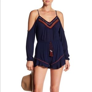 Band of Gypsies Embroidered Cold Shoulder Romper